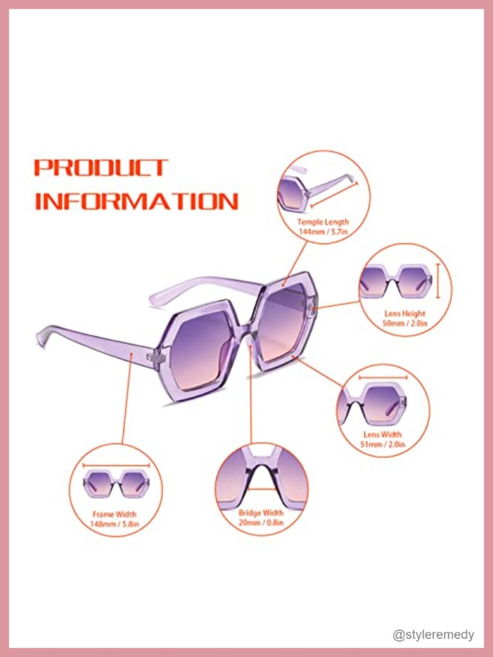 Retro 70s Oversized Hexagonal Sunglasses Women UV400 - Picture 5 of 6